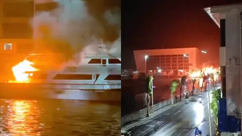 百万游艇被烧